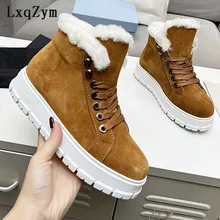  New High Top Sneakers For Women Luxury Designer Brand Wool Shoes Lace-Up Thick Bottom Fashion Platform Shoes Zapatillas Mujer 