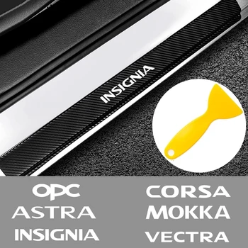

4PCS Car Stickers Door Threshold Protector for Opel OPC Astra Insignia Corsa Mokka Vectra Carbon Fiber Door Sill Decorate Decal