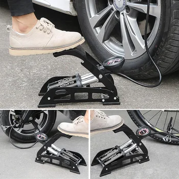 

Bicycle MTB Bike Aluminum alloy Foot Pump Air Nozzle Portable High-Pressure Steel Pump Inflator For Bicycle Motorcycle Car Tire