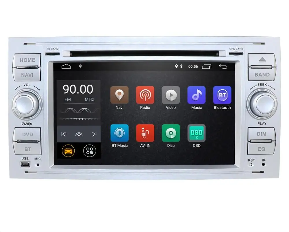 Автомобильный мультимедийный плеер Android 9,0 gps 2 Din автомобильный Радио Аудио авто для Ford/Mondeo/Focus/Transit/C-MAX Bluetooth Камера заднего вида - Цвет: silver