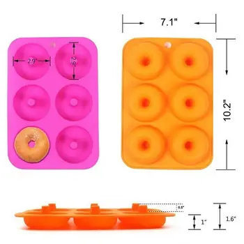 

1pc 6 Donuts Round Shaped Dessert Silicone Mold Chocolate Biscuit Cake Cupcake Biscuit Chocolate, Fondant, candy, Soap Moulds