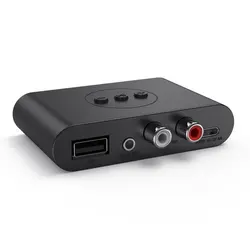 Receptor inalámbrico portátil de tamaño NFC 5,0, A2DP, AUX, 3,5mm, Puerto RCA, USB, adaptador de reproducción inteligente para altavoz de coche