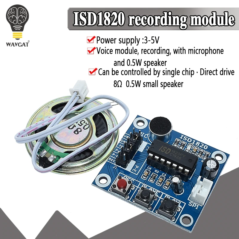 ISD1820 recording module voice module the voice board telediphone module board with Microphones + Loudspeaker for arduino afbeelding