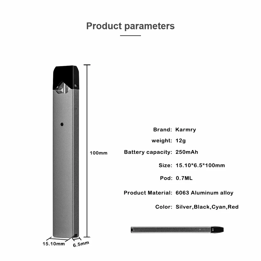 Комплект Kamry XJ Vape, 250 мАч, светодиодный, мощность 0,7 мл, картридж, стручки, устройство, стартер, Kitst, для pod Juul