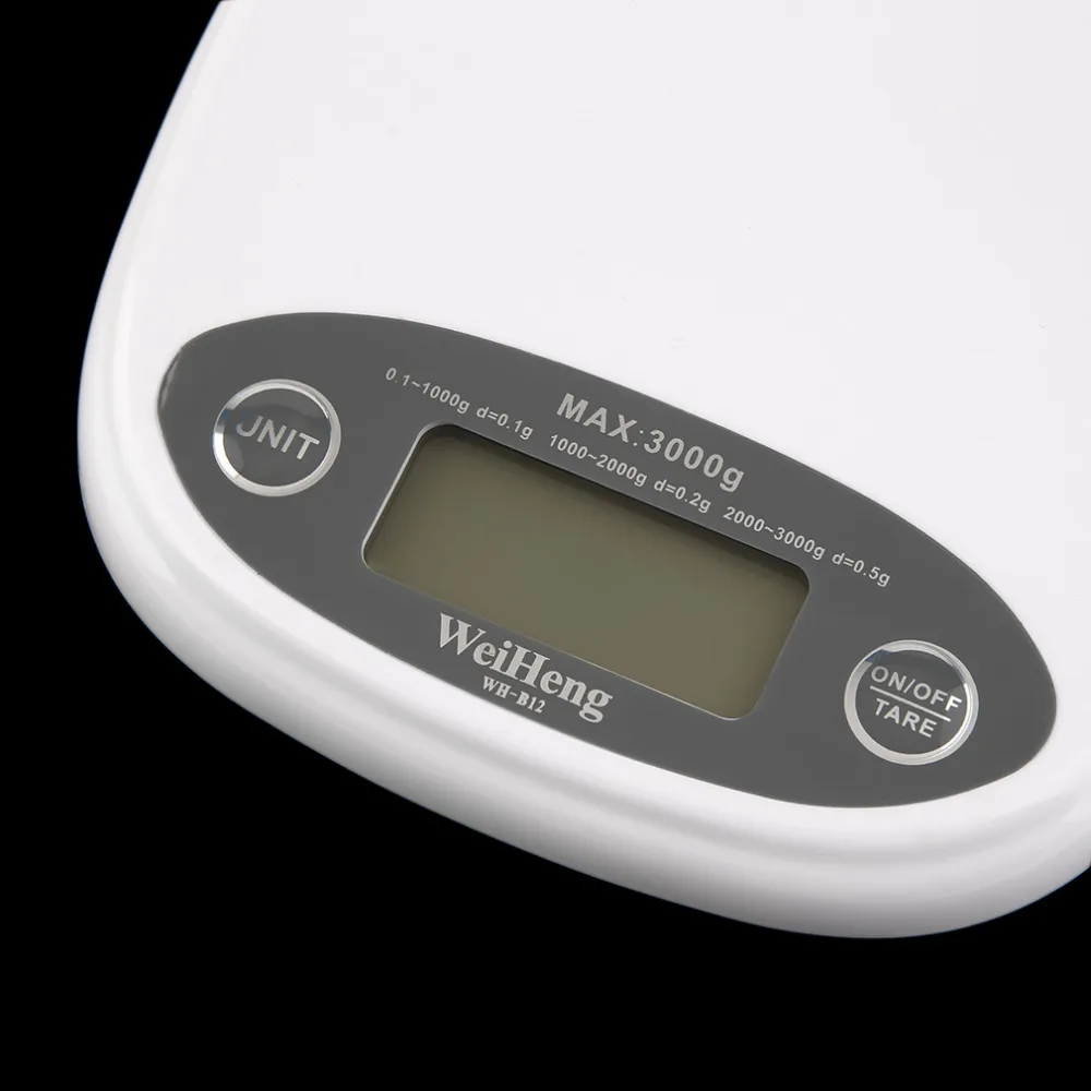 Популярное белое кг/3 кг/0,5 тонкий ЖК-дисплей электронный Кухня цифровой Вес весы Еда без сахара