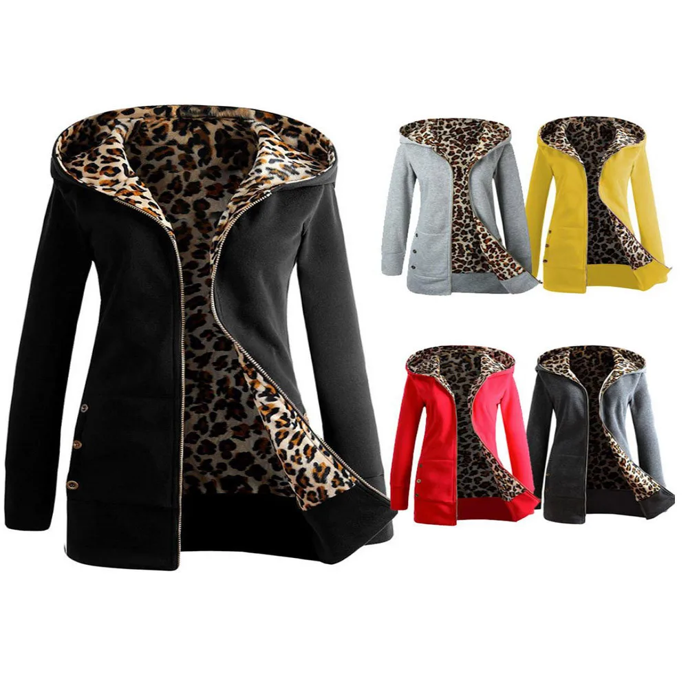 2019 Мода с капюшоном мягкий леопардовая парка Женская Европа Америка плюс бархат