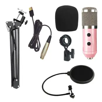 

Professional Studio Condenser Microphone Set Denoise Adjustable Recording Kit with USB Cable and Rotating Clamp - Black