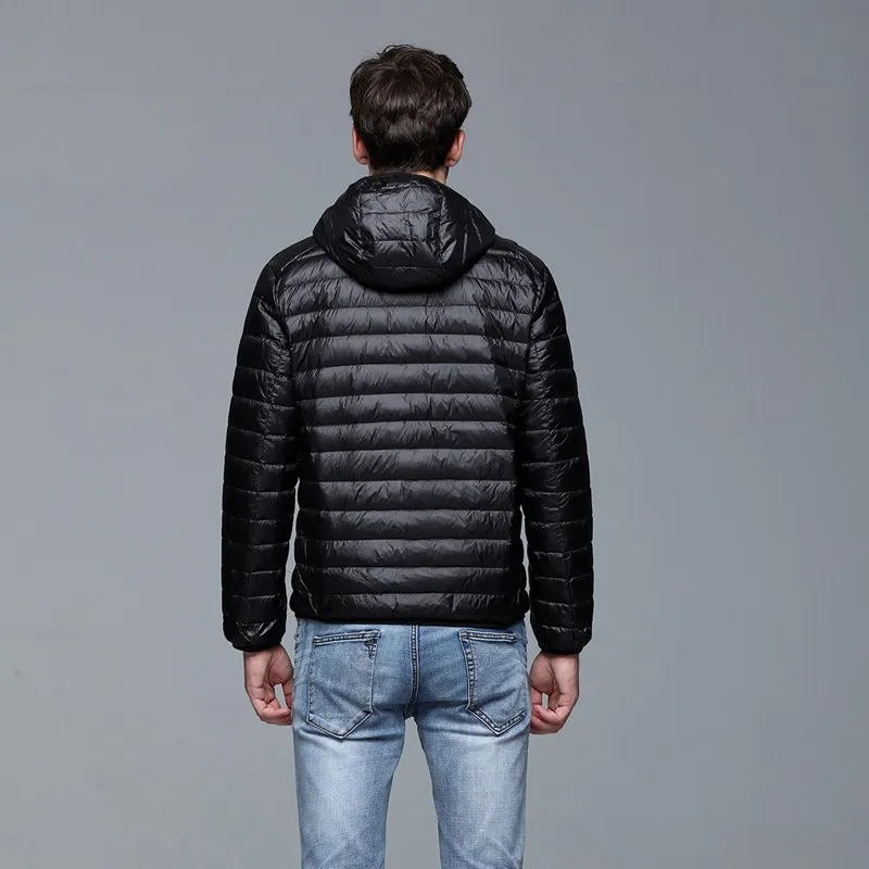 Autumn And Winter The New Super Light Thin Section Men's Down Jacket Brief Paragraph Big Yards Leisure Hooded Down Jacket