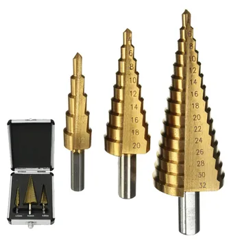 

High Quality 3pcs High Speed Steel HSS Drill Bit Set Round Shank Hex Titanium Coated Wood Para Metal Drilling Tool