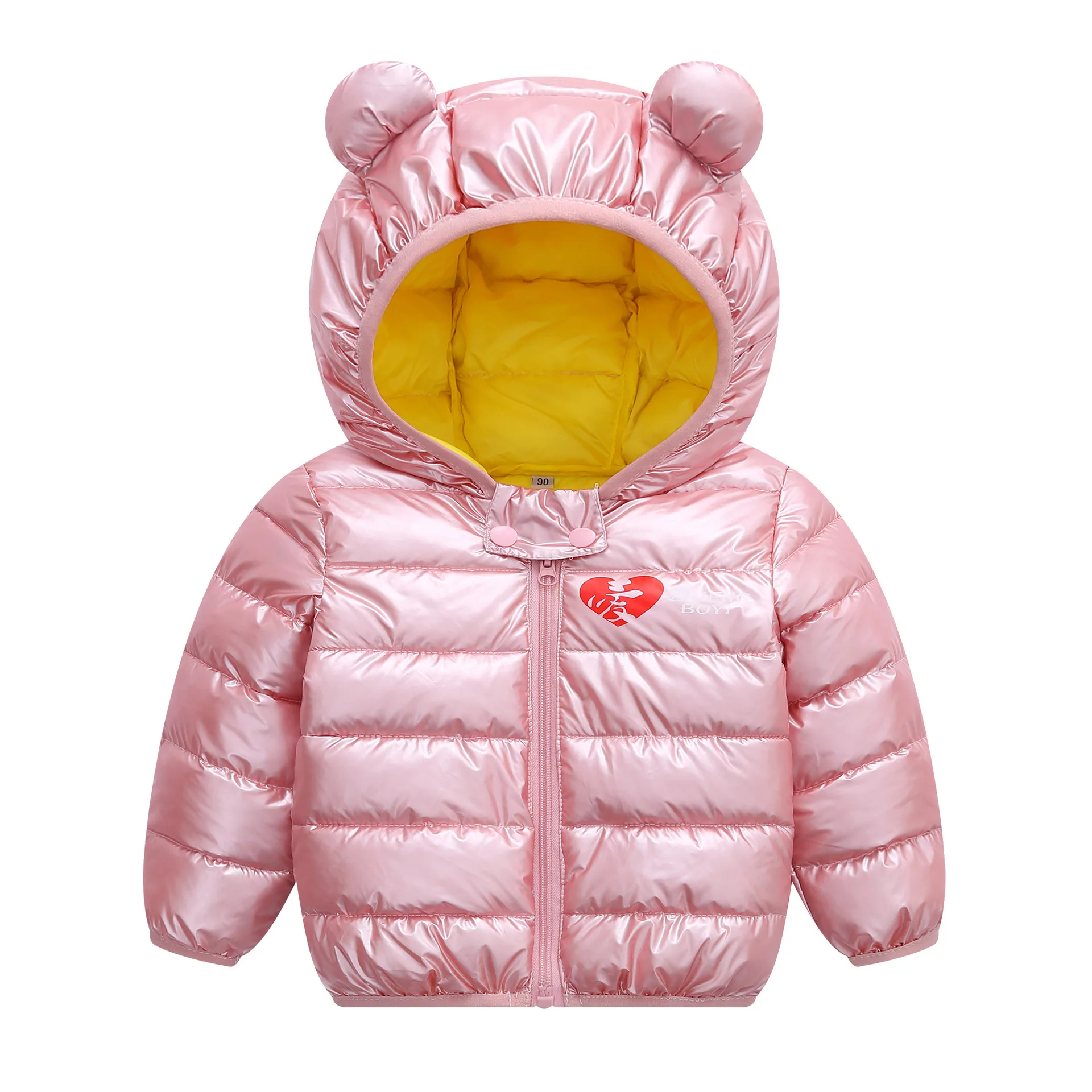 CYSINCOS/ зимняя детская теплая куртка, пальто для мальчиков и девочек, милая детская одежда с капюшоном, хлопковые пуховики для малышей, твердые наряды - Цвет: Pink