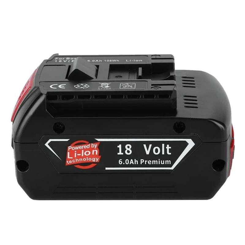 

18V 6A Replacement Li-ion Battery 6000mAh rechargeable lithium batteries with lamp for Bosch BAT609 BAT609G BAT618 BAT618G