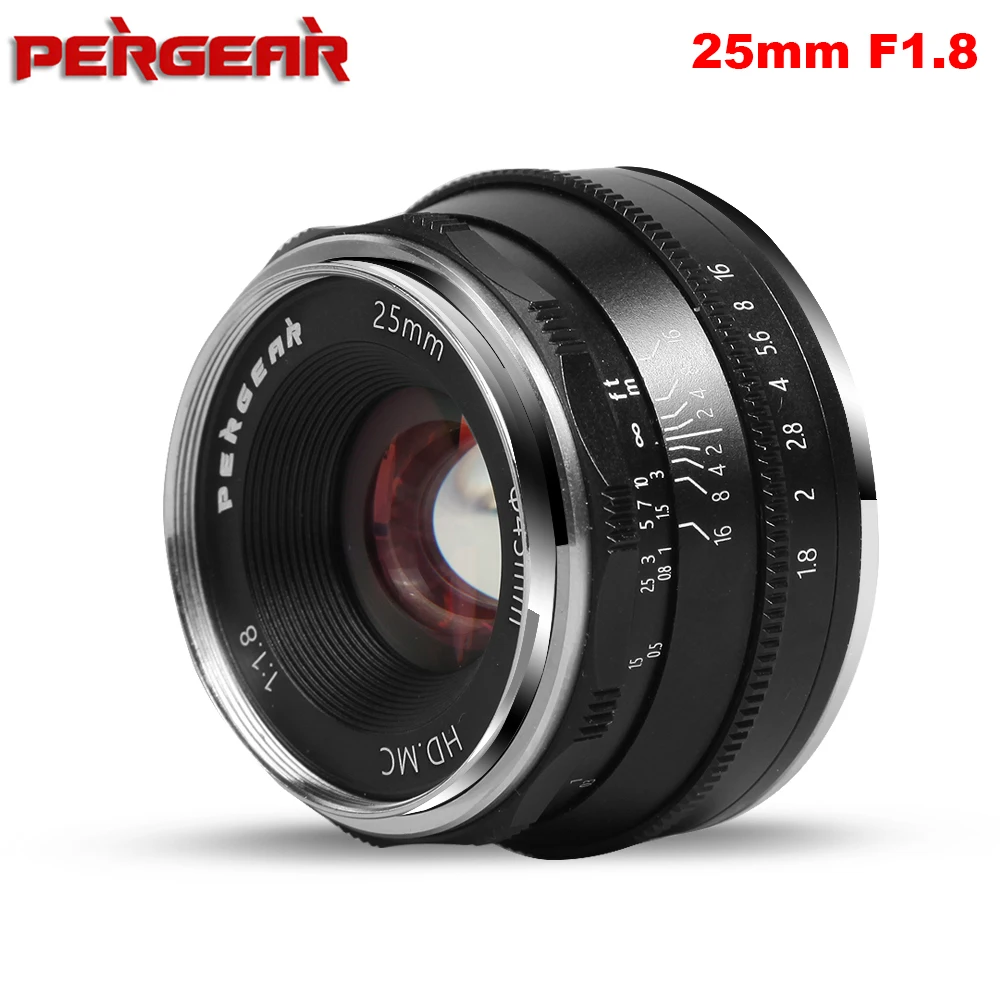 Объектив Pergear 25 мм F1.8 Prime для всех одиночных серий для крепления E/для M4/3 для камер Fuji A7 A7II A7RII X-A2 G3 G2 VS 7 ремесленников Объектив Pergear 25 мм F1.8 Prime для всех одиночных серий для крепления E/для M4/3 для камер Fuji A7 A7II A7RII X-A2 G3 G2 VS 7 ремесленников