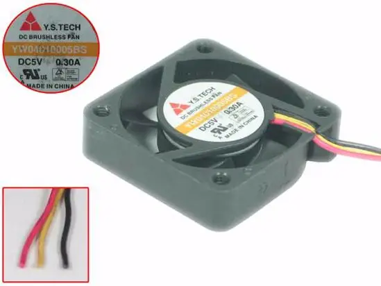 

Y.S TECH YW04010005BS DC 5В 0.30A 40x40x10 мм 3-проводной Вентилятор охлаждения сервера