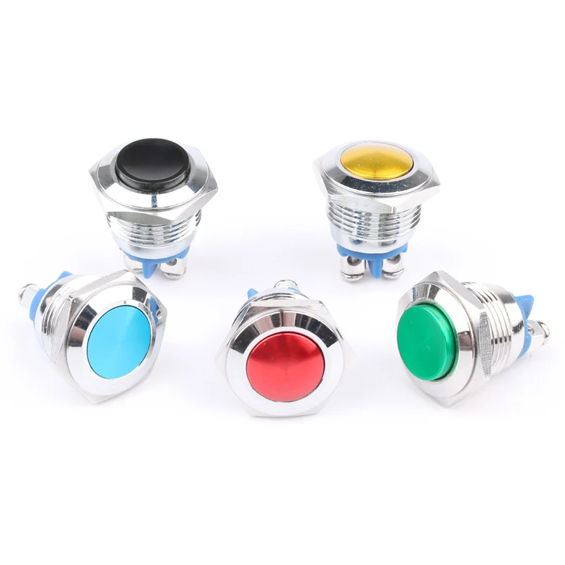 

19MM semi-oxidated push Domed/high/flat button momentary red black blue Gold Green Screw/pin terminal button