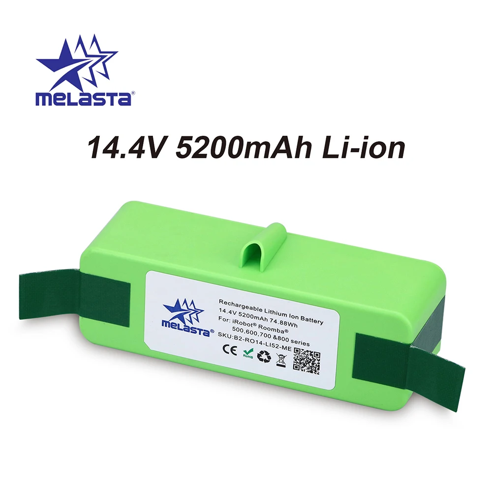 

Melasta 5.2Ah 14.4V Li-ion Battery for iRobot Roomba 500 600 700 800 Series 510 530 550 560 620 650 760 770 780 790 870 880 R3