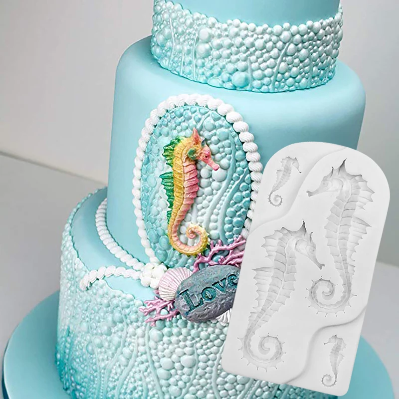 Силиконовая форма для глазировки морскими коньками Сахарная паста инструменты