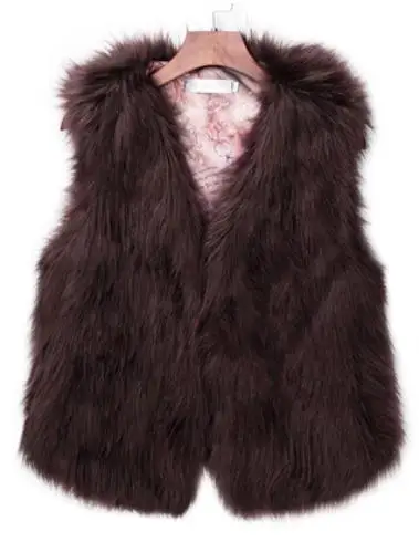 dark brown S/2xl женский маленький жилет из искусственного меха без рукавов, приталенная Женская одежда из искусственного лисьего меха, жилет для женщин, маленькие жилеты K1171 - Цвет: dark brown