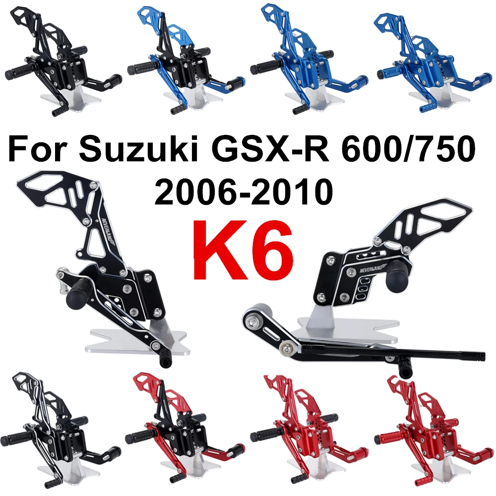 

For Suzuki GSX-R600 GSX-R750 GSX-R GSXR 2006-2010 CNC Motorcycle Adjustment Rear Footrest Foot Pedal Pegs Set D30