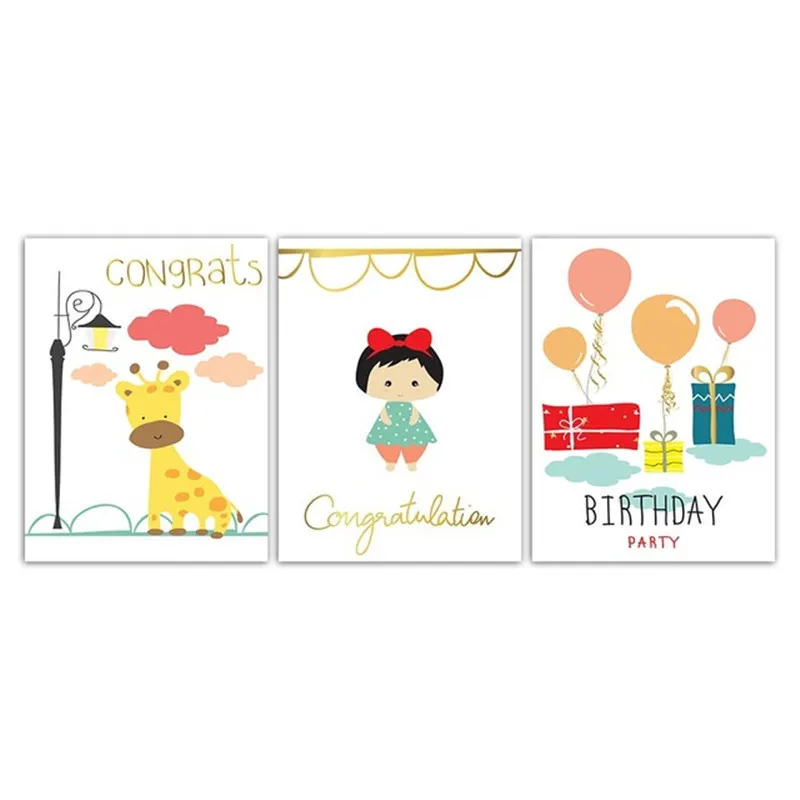 Nordic Cartoon Girl Giraffe Balloon Poster Nursery Art Print Baby Gift Kids Room Canvas For Modern Living Home Wall Decor | Дом и сад