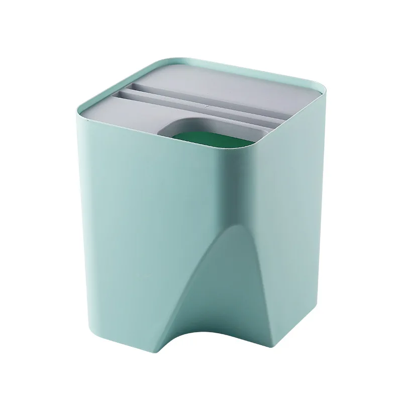 Кухонный мусорный бак, мусорное ведро, складное сортировочное мусорное ведро, домашнее отделение для сухого и мокрого мусорного бака, ванная комната WF8281035 - Цвет: L blue