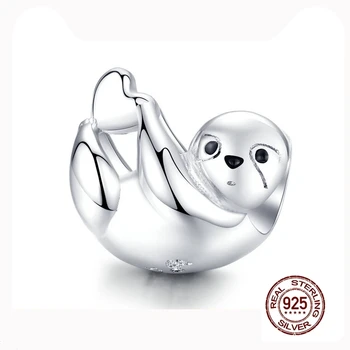 

MOWIMO 100% 925 Sterling Silver Lazy Sloth Beads Animal Charms Fit Original Silver Bracelet Necklace Jewelry Making BNC109