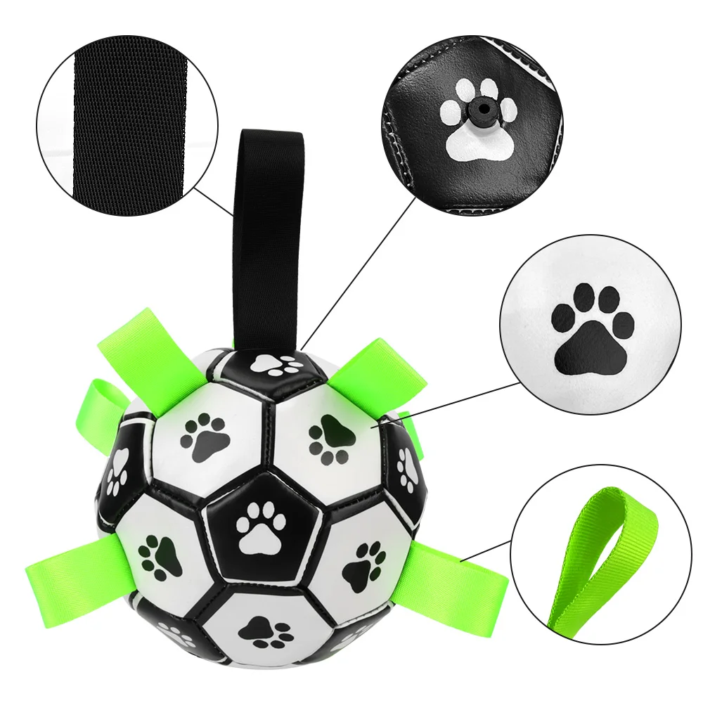 Interactive Pet Football Toys With Grab Tabs Dog Bite Chew Balls Pets Accessories Puppy Outdoor Training Soccer 15cm 4