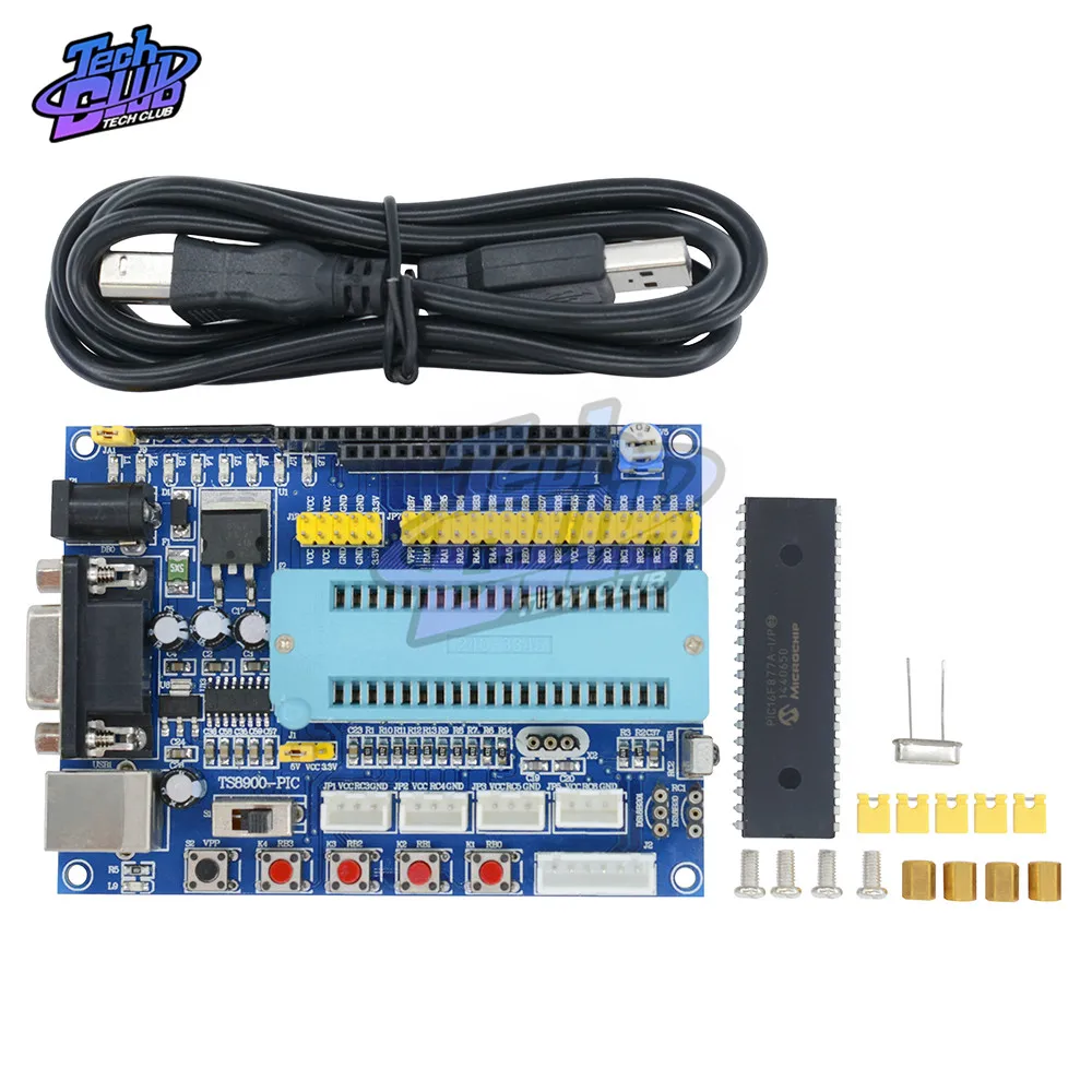 Плата разработки PIC USB 12 В постоянного тока 16F877A минимальный модуль