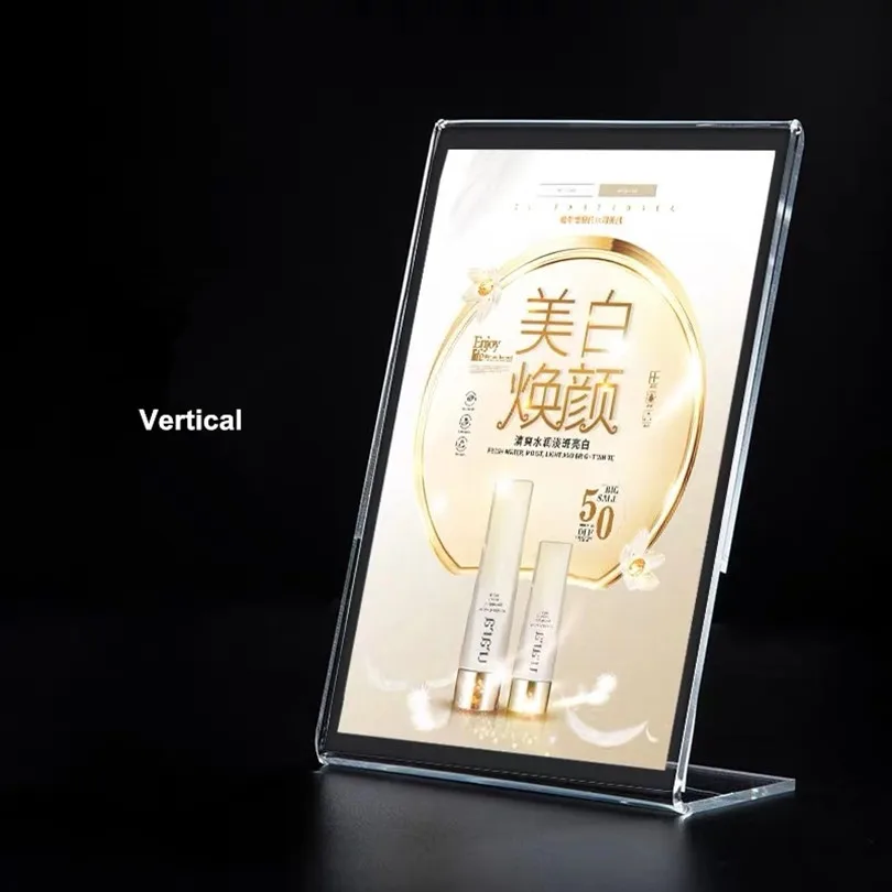 Vertical A4 Vertical And Horizontal Acrylic Menu Holders Table Sign Holder Message Holders Flexible PVC Display Holders Photo Holders - Цвет: Vertical