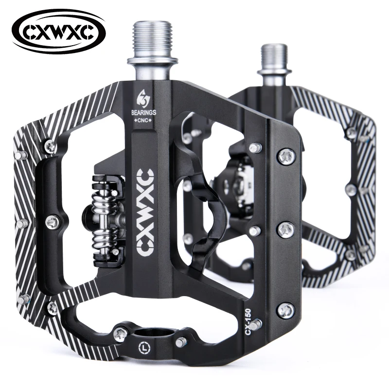 Cxwxc Bicycle Pedals Dual Function Platforms Flat / Clipless Mtb Pedals