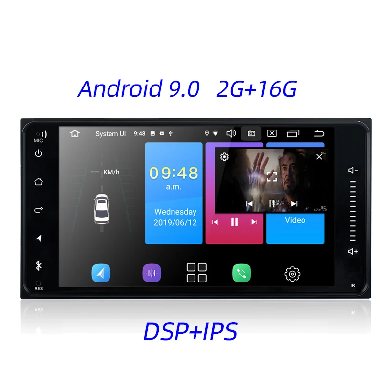 2 din автомагнитола android 9,0 DSP 2.5D ips экран для GPS для Toyota Corolla навигация wifi Bluetooth вид спереди и сзади - Цвет: 9.0 with 2G