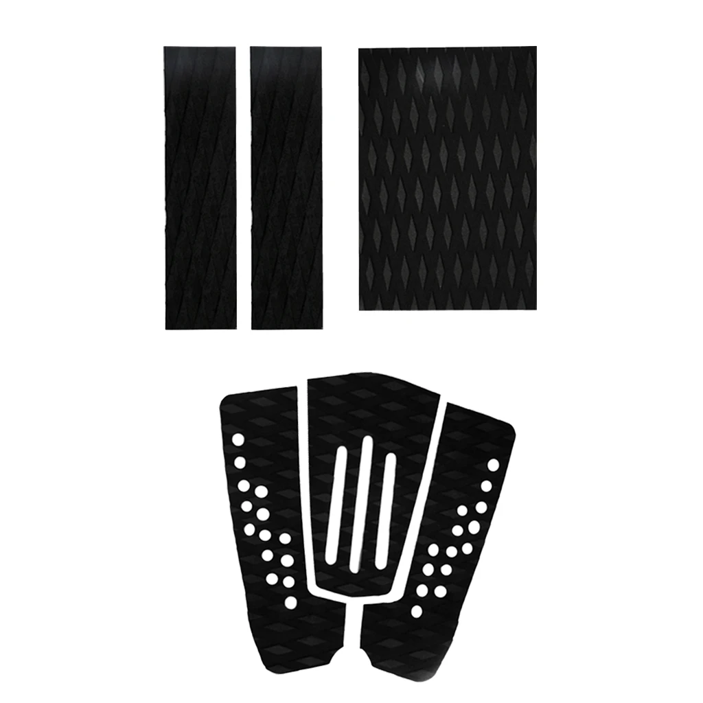 6 Pieces Adhesive Black EVA Surfboard Surf Traction Pad Deck Grip Tail Pad Water Sports Surfing