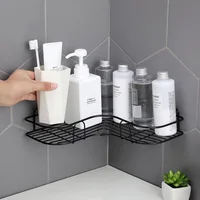 Bathroom kitchen Punch Corner Frame Shower Shelf Wrought Iron Shampoo Storage Rack Holder with Suction Cup bathroom accessories 2