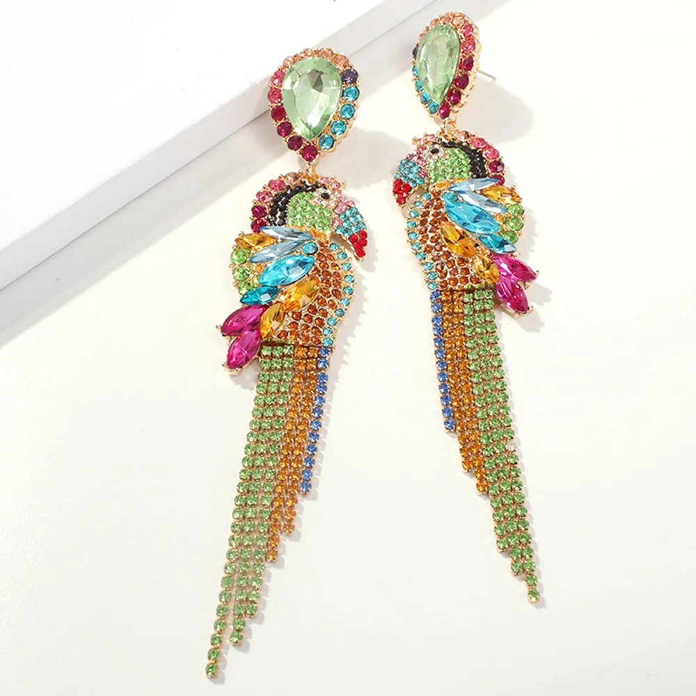 

Red Colour Parrot Earrings Hip Hop Punk Exaggerated Colorful Acrylic Earrings Animal Bird Long Pendant Drop Earrings 2019 New