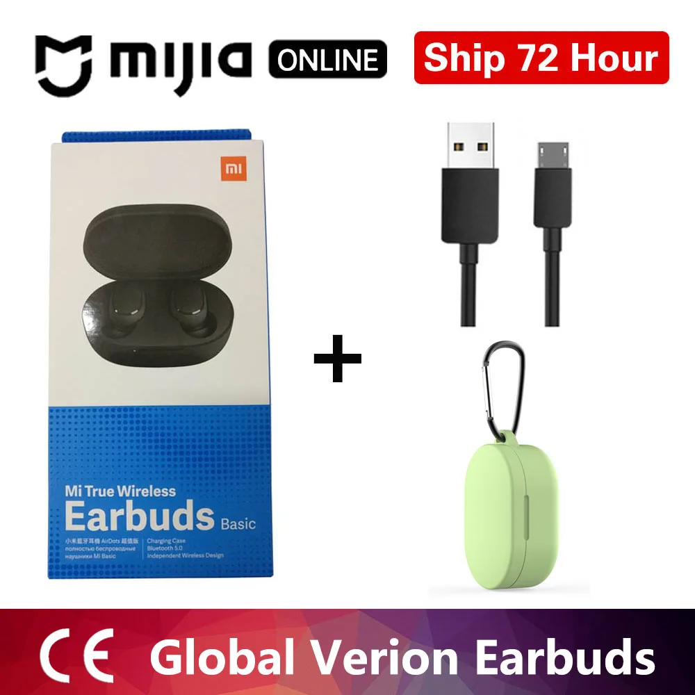 Беспроводные стерео наушники Xiaomi redmi airdots TWS с Bluetooth 5,0, шумоподавление с микрофоном, гарнитура, управление ии - Цвет: redmi leisure green