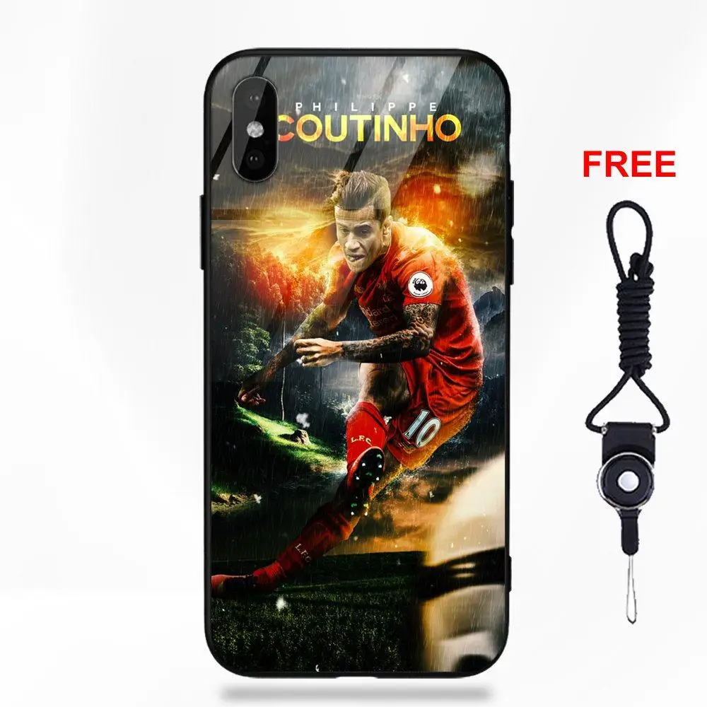 Для aррle iрhone 5 5C 5S SE 6 6S 7 8 Plus X XS Max XR Мягкий ТПУ чехол+ закаленное Стекло модные футболист Coutinho № 10 плакат