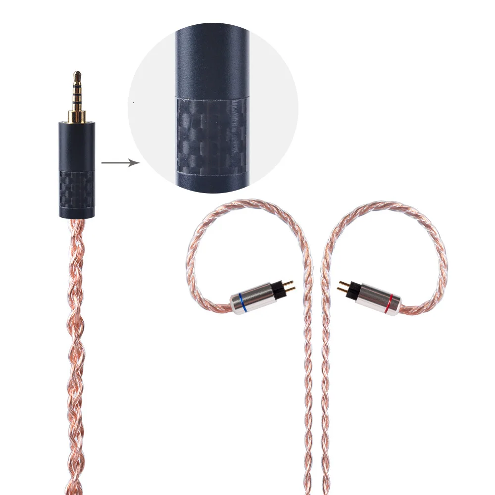OFHC 24 AWG 6N высокой чистоты Медь кабель 2,5/3,5/4,4 мм балансный кабель с MMCX/2PIN/QDC для BL-03 BLON ZS10 PRO ZSX C12 BA5