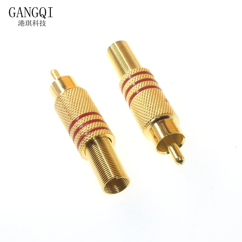 2PCS Gold Red Black Metal Spring RCA Connector Male Jack Plug AV Plugs For PC Audio Vedio Welding DIY Parts