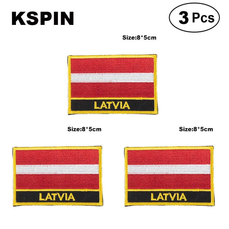 Латвия прямоугольной формы флаг патчи искусственные для одежды DIY