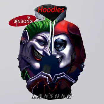 

Mens hoodies 3d print Harley Quinn Joker harajuku new sweashirts/pants jacket men short homme clothes hip hop streetwears coat