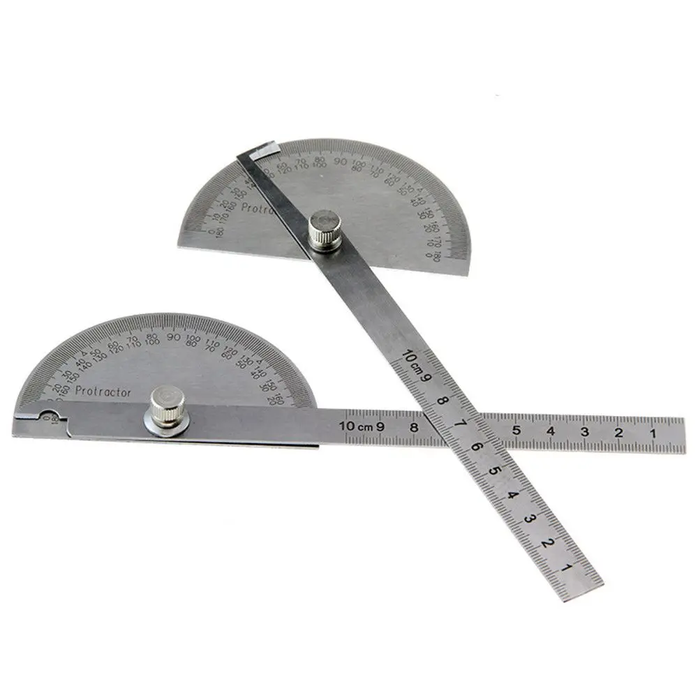 

1pc Multifunction Round Head Rotary Angle Rule Stainless Steel Protractor metal Arm Ruler Adjustable Mathematics Measuring Tool