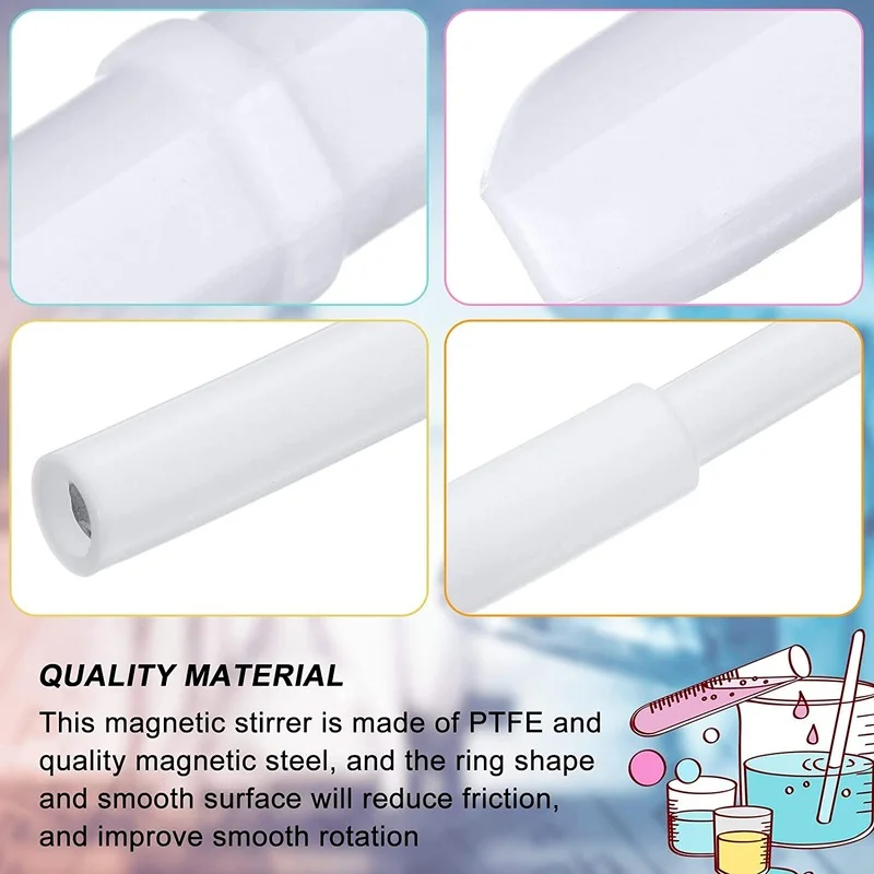 10 인치 리트리버, 35mm/ 1.38 인치 PTFE 마그네틱 교반기 믹서 Stir bar와 10 조각 PTFE 마그네틱 Stir 바