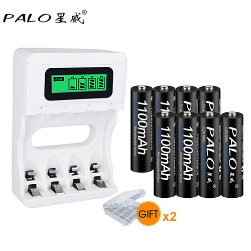 USB PALO Smart lcd дисплей USB зарядное устройство для Ni-Cd Ni-MH AA AAA аккумуляторы+ 4 шт. AA батареи+ 4 шт. AAA батареи - Цвет: USB