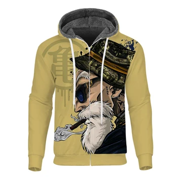 

Cloudstyle 2020 Men's Fleece Zipper Hoodie Anime 3D Printed Dragon Ball Hoodie Oogway Tees Master Roshi Mens Coat Streetwear