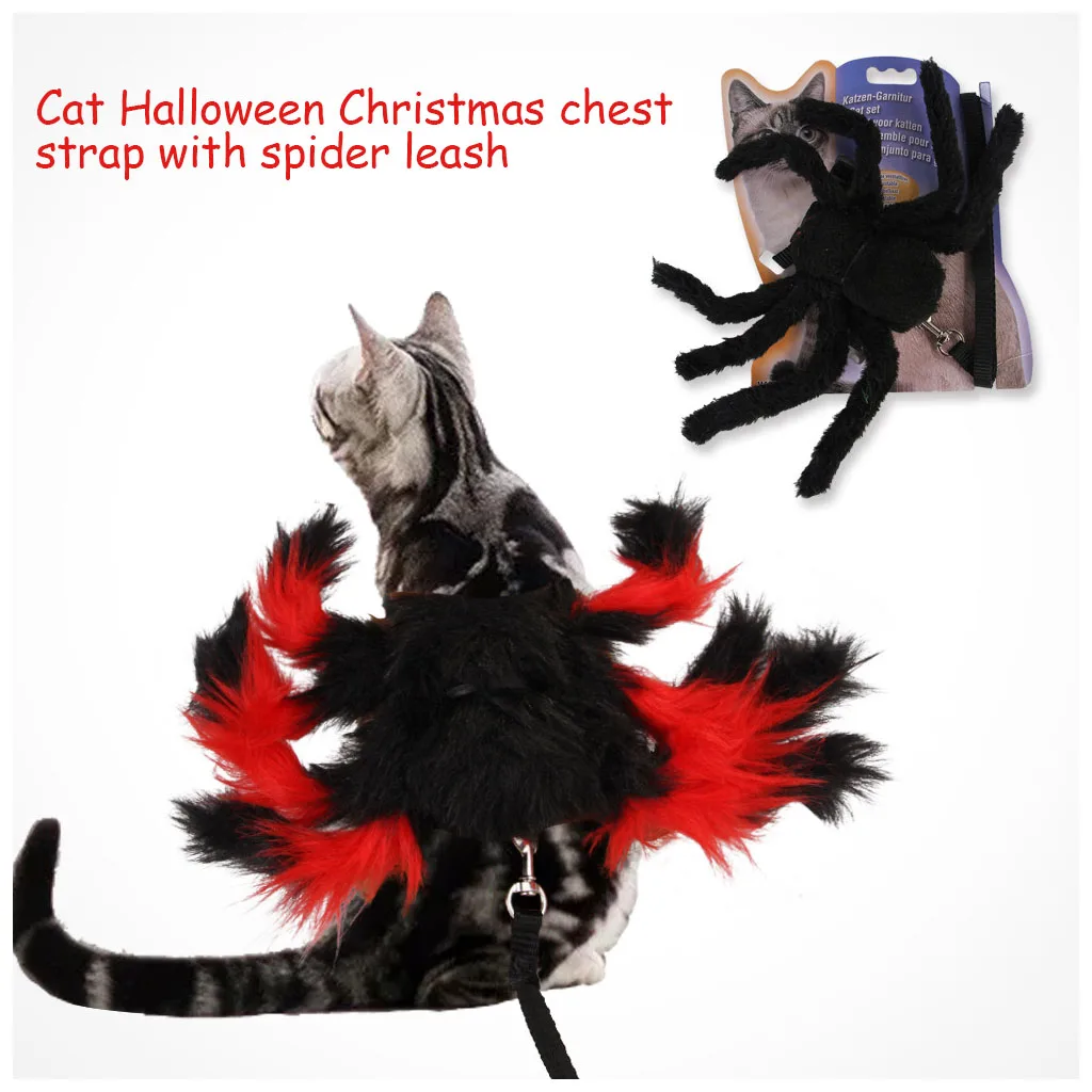 Pet Harness Collar Halloween Spider Cat Dog Funny Vest Harnesses Leash Traction Rope Pet Chest Strap Rope For Cats Small Dogs