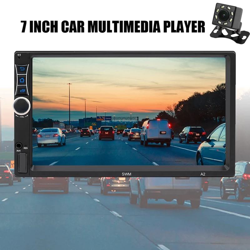 

2 Din Auto Stereo,7 Inch Quad Core Contact Screen Car Multimedia Player MP5 Player GPS Navigation Support Iphone XR Mirror Link,