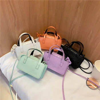 

Fashion Exquisite Shopping Bag Women PU Leather Tote Shoulder Bag Lady Portable Small Square Crossbody Handbag