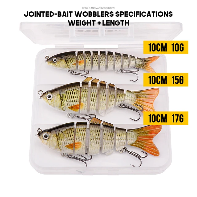 VTAVTA 3pcs/Box Mix Multi-Jointed Fishing Lures Set 10cm Sinking