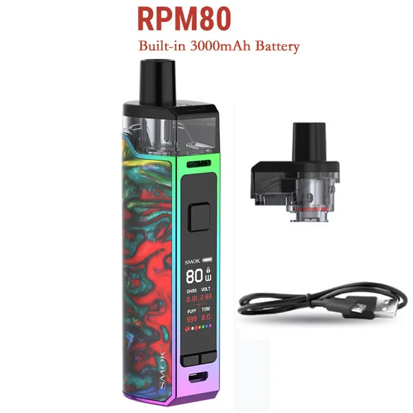 SMOK RPM80 Pod Комплект RPM80 PRO комплект Vape 80 Вт 3000 мАч батарея 5 мл бак RPM сетка 0.4ohm RGC 0.17ohm электронная сигарета VS RPM40 Pod - Цвет: RPM80 7-color resin