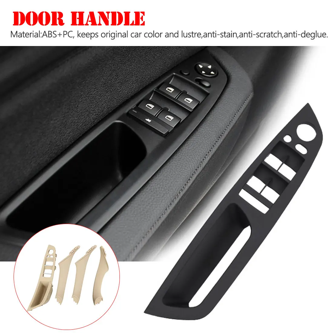 For BMW E71 Front Driver Left Inner Door Panel Handle Pull Trim Cover Black OES