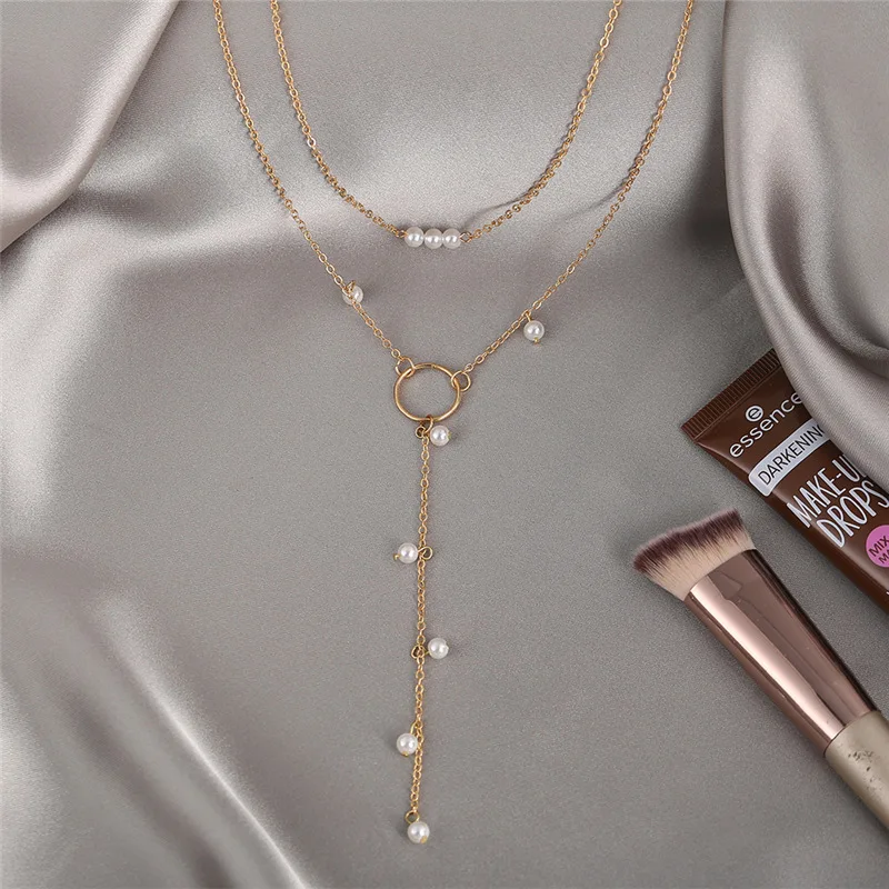 Vintage Pearl Pendant Necklace Chain on 